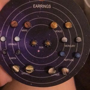 Solar system/sun/planet stud earrings set